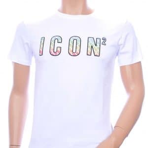 ICON2 DSquared² ronde hals T-shirt met 3D letters Wit