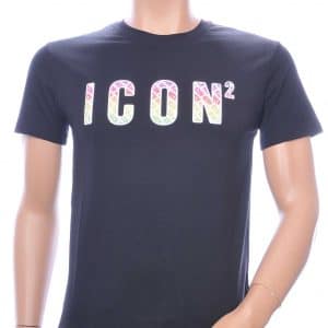ICON2 DSquared² ronde hals T-shirt met 3D letters Zwart