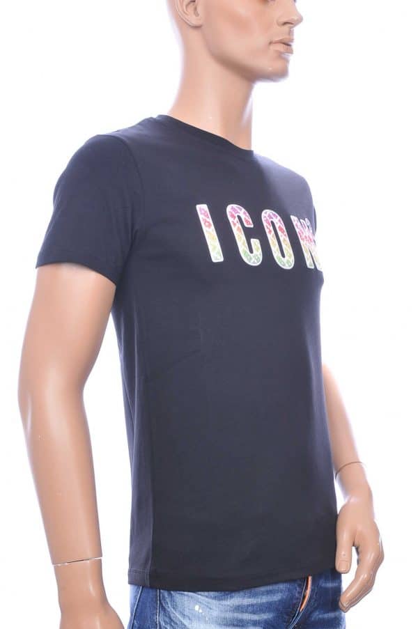 ICON2 DSquared² ronde hals T-shirt met 3D letters Zwart