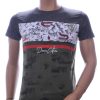 CLUB JU Trendy JEANS Slim Fit Ronde Hals T-Shirt met 3D Letters - Khaki