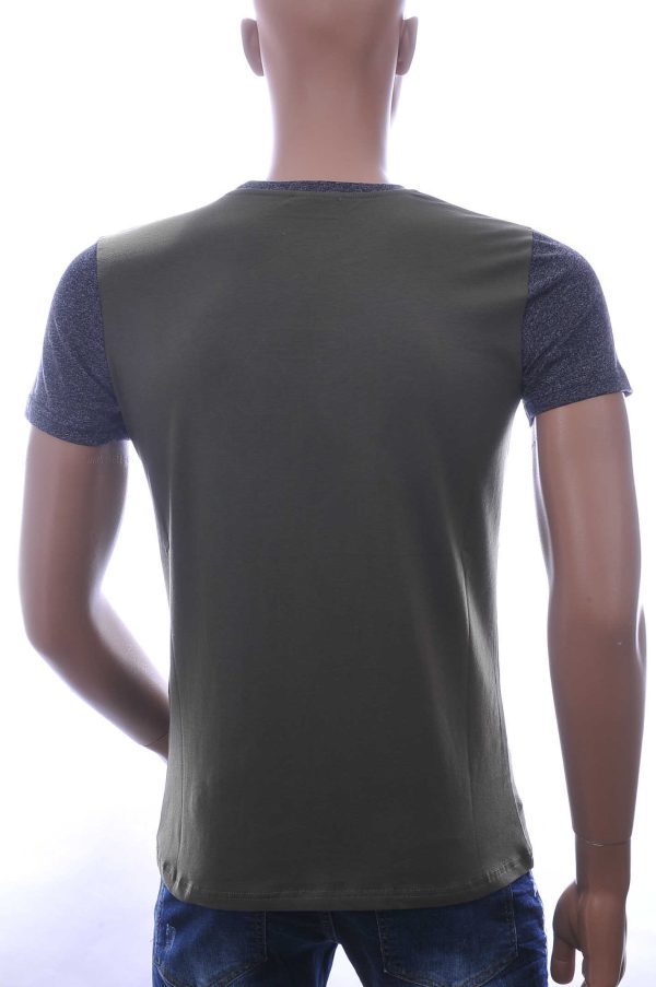 CLUB JU Trendy JEANS Slim Fit Ronde Hals T-Shirt met 3D Letters - Khaki