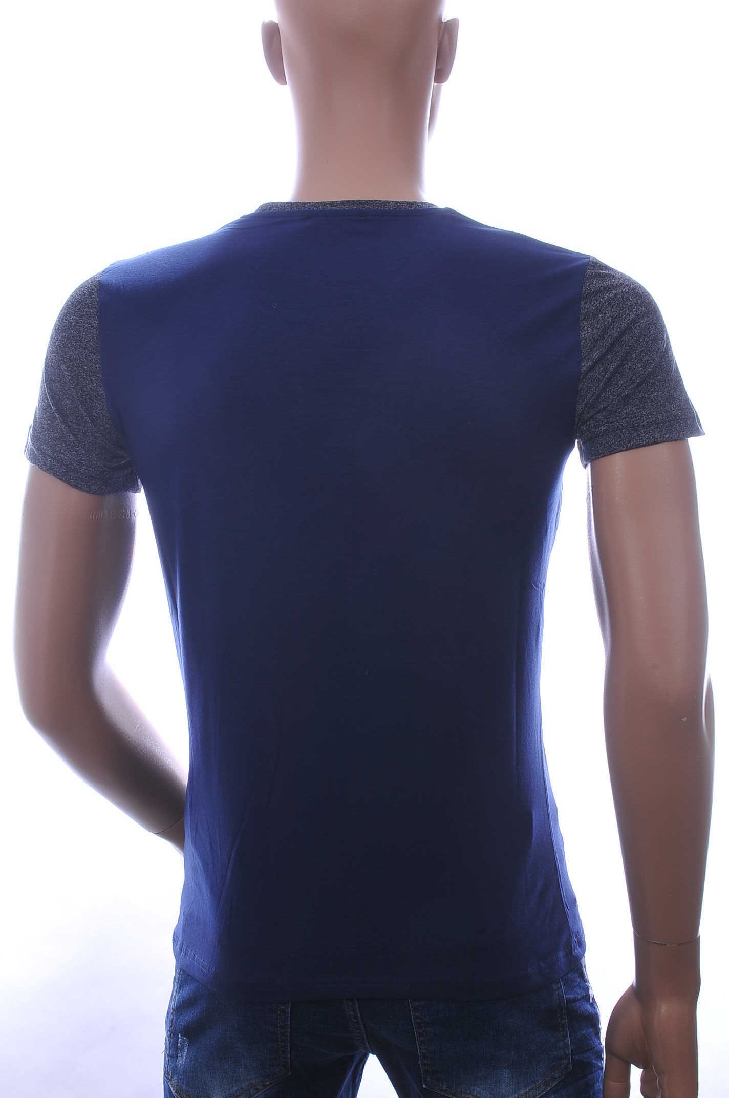 CLUB JU Trendy JEANS Slim Fit Ronde Hals T-Shirt met 3D Letters - Navy
