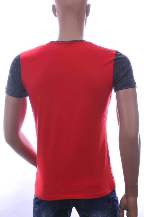 CLUB JU Trendy JEANS Slim Fit Ronde Hals T-Shirt met 3D Letters - Rood