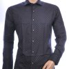 Corrino Italiaans getailleerd slim fit allover dessin heren geruite overhemd Zwart