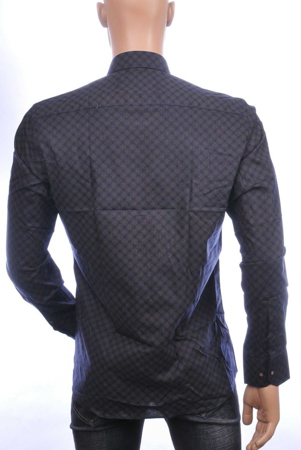 Corrino Italiaans getailleerd slim fit allover dessin heren geruite overhemd Zwart