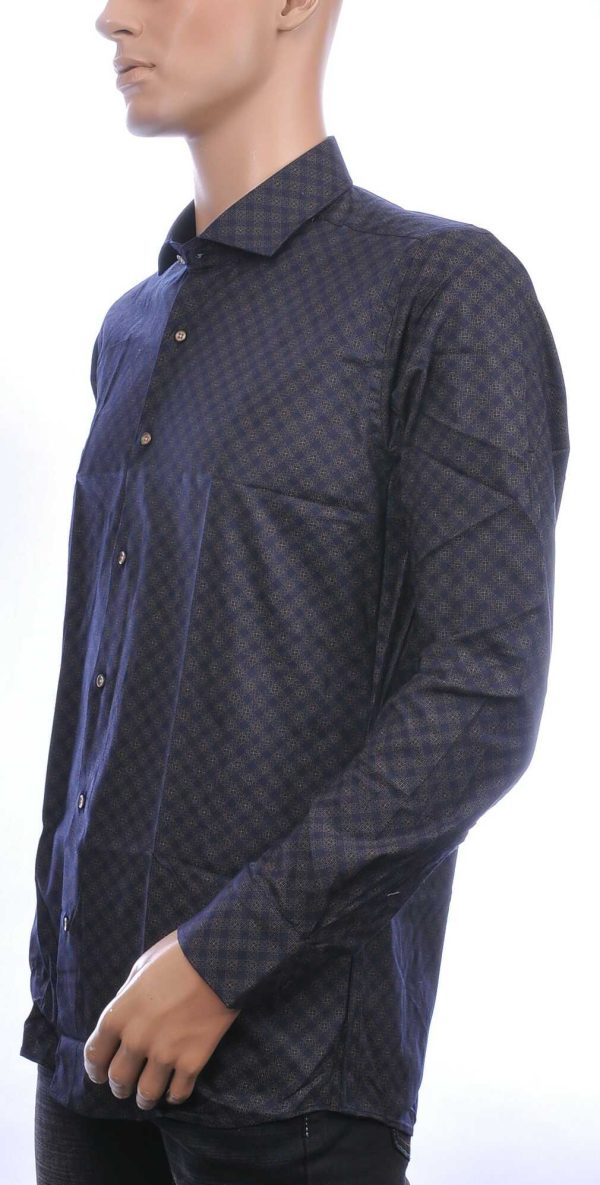Corrino Italiaans getailleerd slim fit allover dessin heren geruite overhemd Zwart