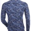 Corrino Italiaans getailleerd slim fit allover laser light stralen dessin heren overhemd Navy