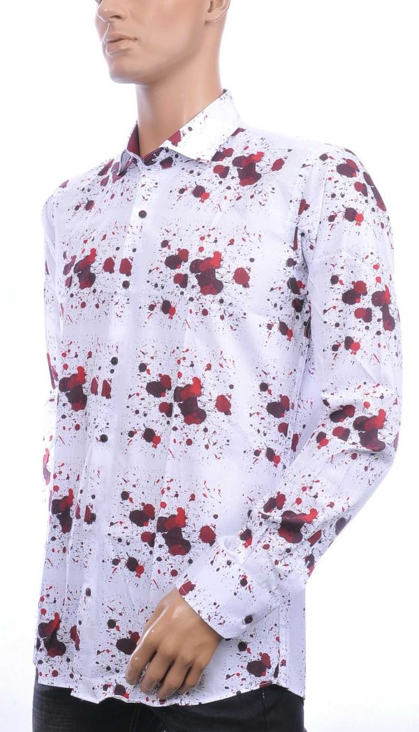 Corrino Italiaans getailleerd slim fit allover verfspatten dessin heren overhemd Wit