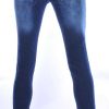 DQ25 hippie gewassen gescheurde slim fit stretch heren jeans met sierrits Blauw
