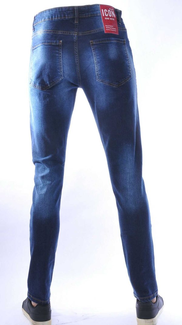 ICON hippie gescheurde slim fit stretch heren jeans Blauw