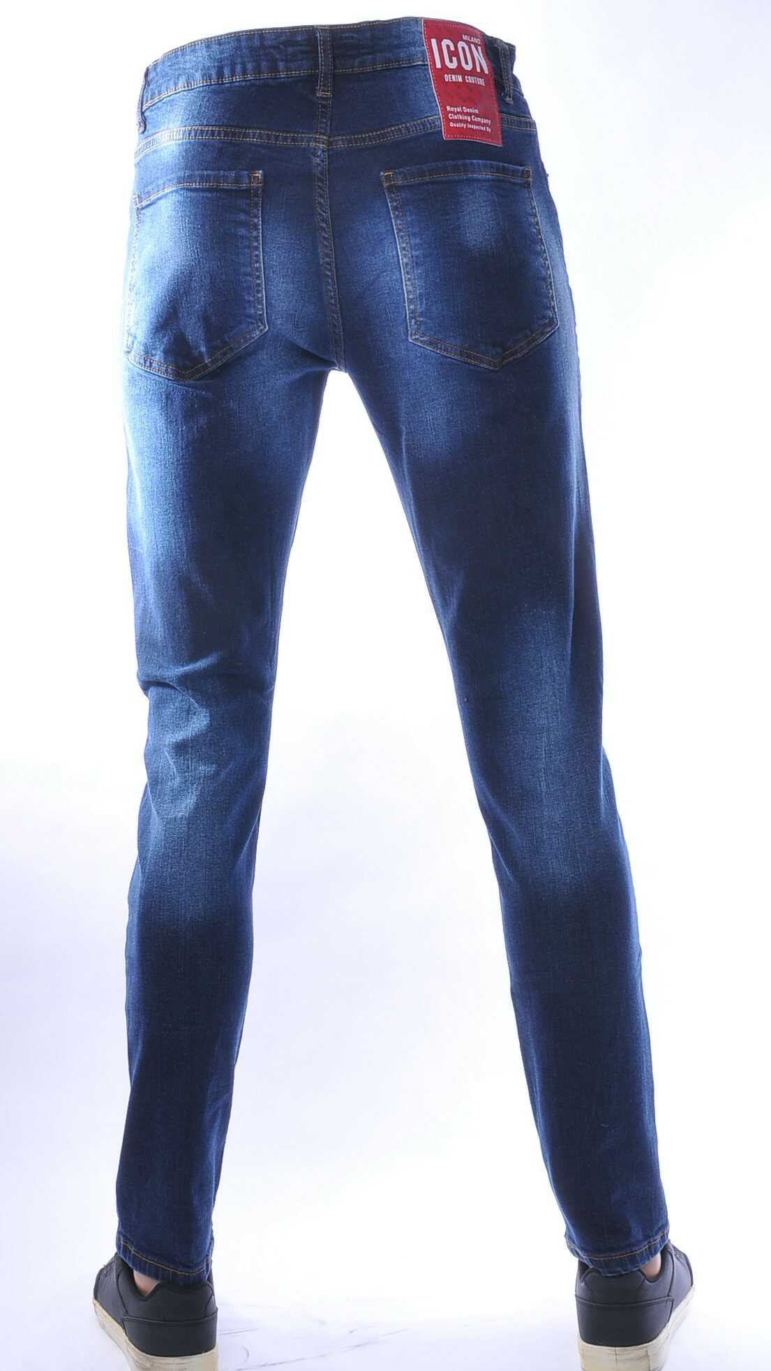 ICON hippie gescheurde slim fit stretch heren jeans Blauw
