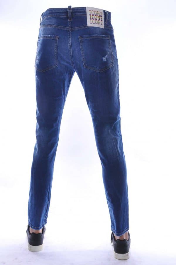 ICON2 Dsquared2 Levi's CHASIN G-STAR DOLCE & GABBANA DIESEL PME LEGEND WAM DENIM hippie gescheurde slim fit jeans met verfspatten Blauw