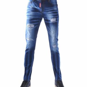 ICON jeans heren, Blauwe slim fit jeans, Gescheurde heren jeans, Stretch spijkerbroek heren, Destroyed denim jeans, Streetwear jeans heren, Skinny jeans heren blauw, Trendy spijkerbroek mannen, ICON denim broek, Modieuze heren jeans, online goedkoop heren jeans bestellen, Heren jeans kopen in Nijmegen