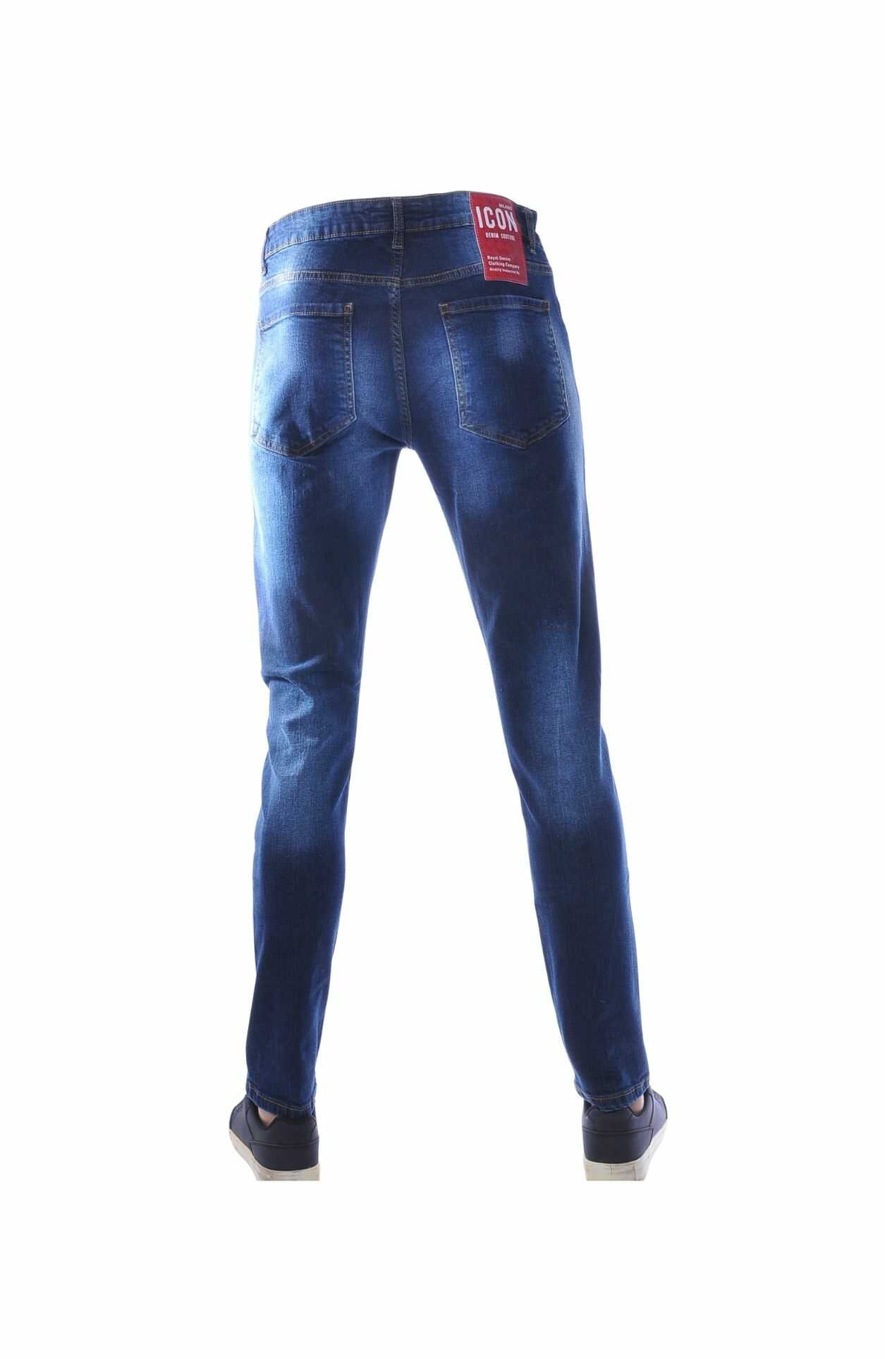 ICON jeans heren, Blauwe slim fit jeans, Gescheurde heren jeans, Stretch spijkerbroek heren, Destroyed denim jeans, Streetwear jeans heren, Skinny jeans heren blauw, Trendy spijkerbroek mannen, ICON denim broek, Modieuze heren jeans, online goedkoop heren jeans bestellen, Heren jeans kopen in Nijmegen