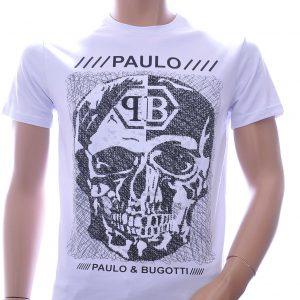 By Bugotti Louis Vuitton GUCCI VERSACE KENZO Dsquared2 Levi's CHASIN G-STAR DOLCE & GABBANA DIESEL PME LEGEND WAM DENIM LACOSTE ronde hals heren skull T-shirt met steentjes Wit