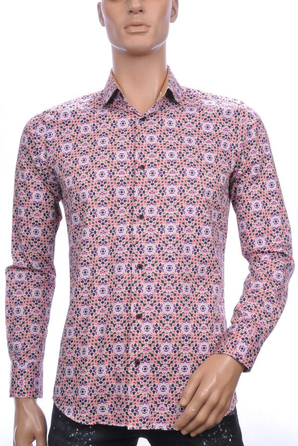 Corrino Wolff Blitz A fish named fred Philipp Plein PRADA Louis Vuitton GUCCI VERSACE KENZO Dsquared2 Levi's CHASIN G-STAR DOLCE & GABBANA DIESEL PME LEGEND WAM DENIM LACOSTE modern fit allover authentiek dessin heren overhemd Roze
