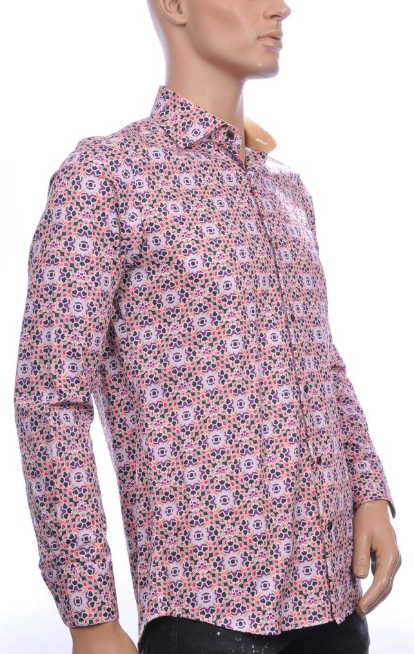 Corrino Wolff Blitz A fish named fred Philipp Plein PRADA Louis Vuitton GUCCI VERSACE KENZO Dsquared2 Levi's CHASIN G-STAR DOLCE & GABBANA DIESEL PME LEGEND WAM DENIM LACOSTE modern fit allover authentiek dessin heren overhemd Roze