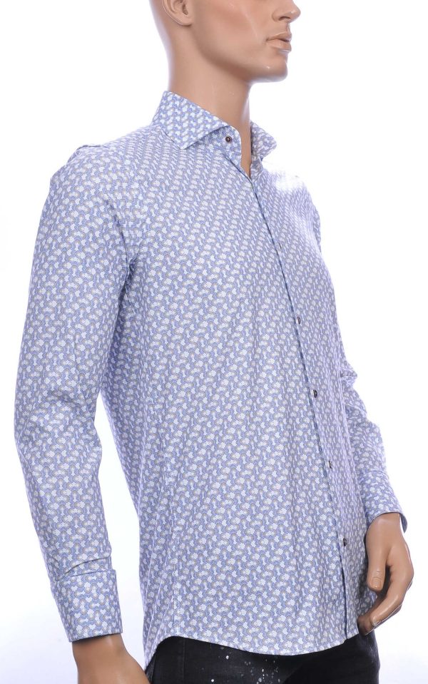 Corrino OLYMP State of Art Blue Industry A fish named fred Wolff Blitz Moncler DIOR Philipp Plein PRADA Louis Vuitton GUCCI VERSACE KENZO Dsquared2 Levi's CHASIN G-STAR DOLCE & GABBANA DIESEL PME LEGEND WAM DENIM LACOSTE slim fit allover blokjes dessin heren overhemd Blauw