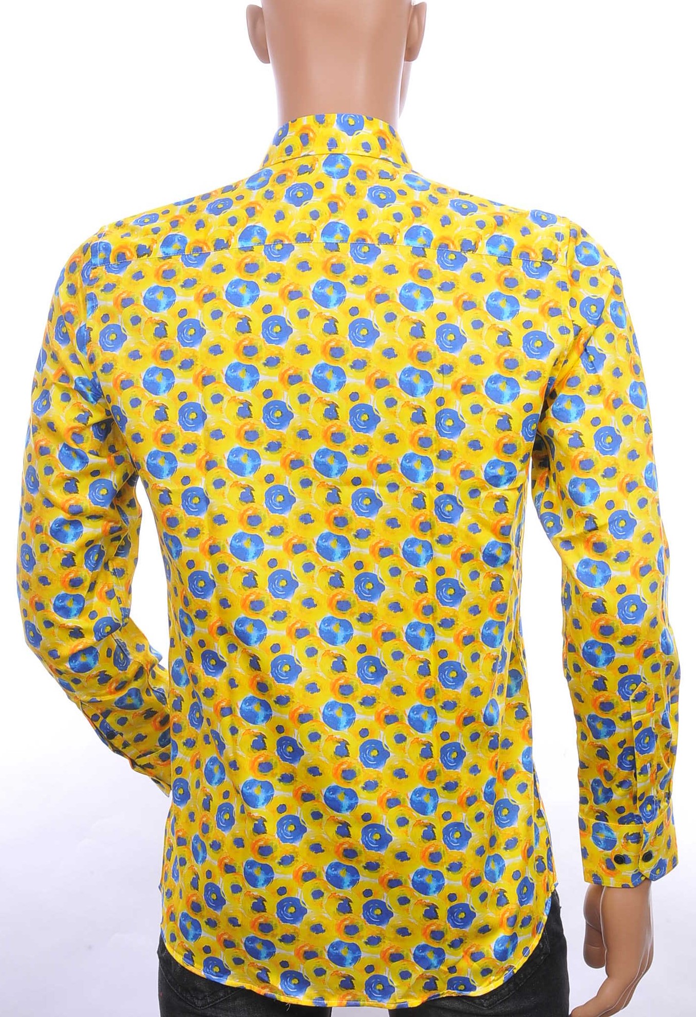 Corrino modern fit allover bloemen dessin heren overhemd Geel