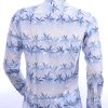 CORRINO trendy allover bloemen dessin slim fit heren overhemd Wit