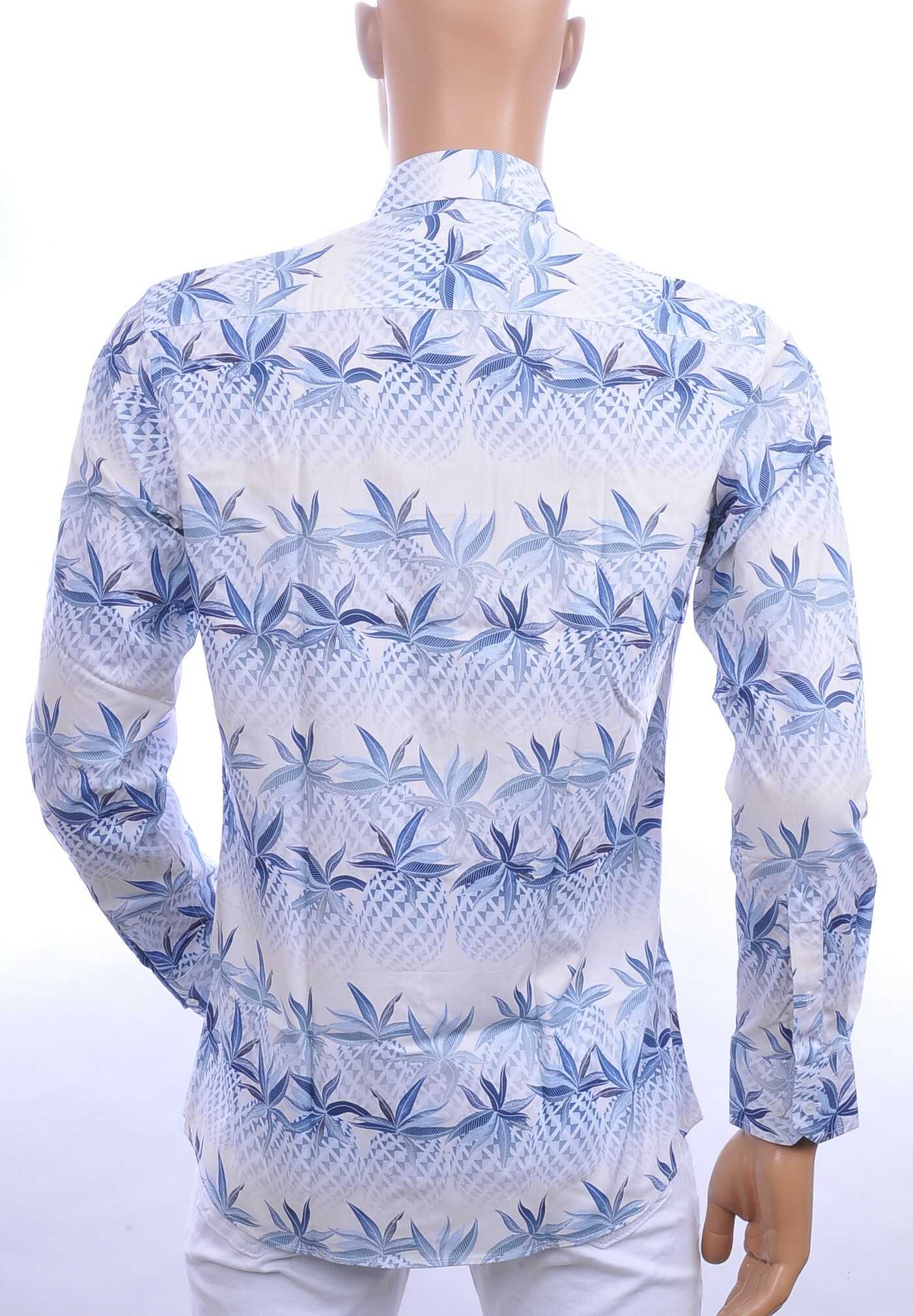 CORRINO trendy allover bloemen dessin slim fit heren overhemd Wit