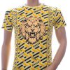 Ci-Borg ronde hals T-shirt met leeuwenkop print met steentjes Geel