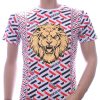 Ci-Borg ronde hals T-shirt met leeuwenkop print met steentjes Wit