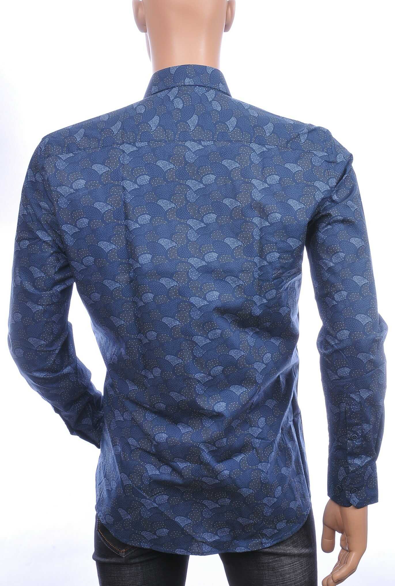 Corrino Italiaans getailleerd slim fit allover bladeren dessin heren overhemd Zwart