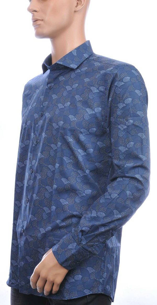 Corrino Italiaans getailleerd slim fit allover bladeren dessin heren overhemd Zwart