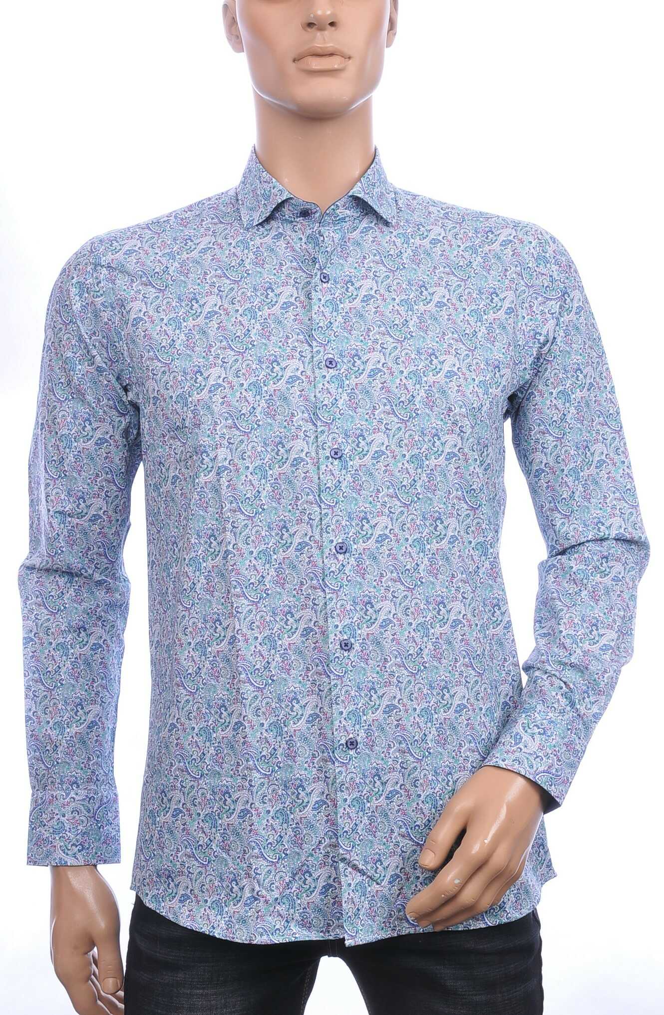 Corrino Italiaans getailleerd slim fit allover paisley dessin heren overhemd Groen