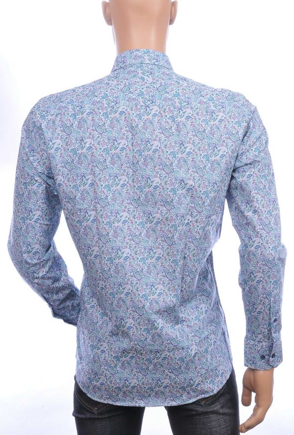 Corrino Italiaans getailleerd slim fit allover paisley dessin heren overhemd Groen