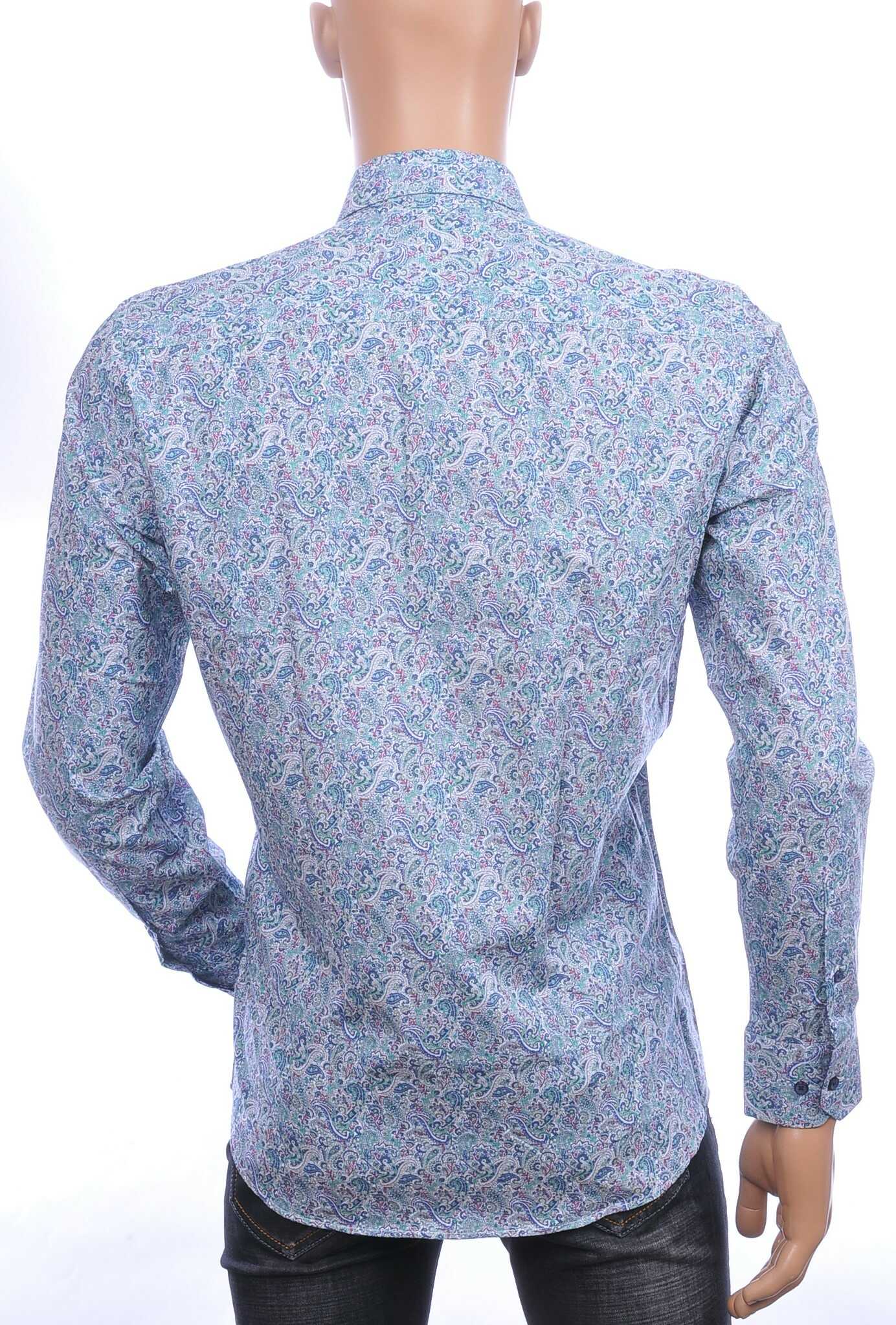 Corrino Italiaans getailleerd slim fit allover paisley dessin heren overhemd Groen