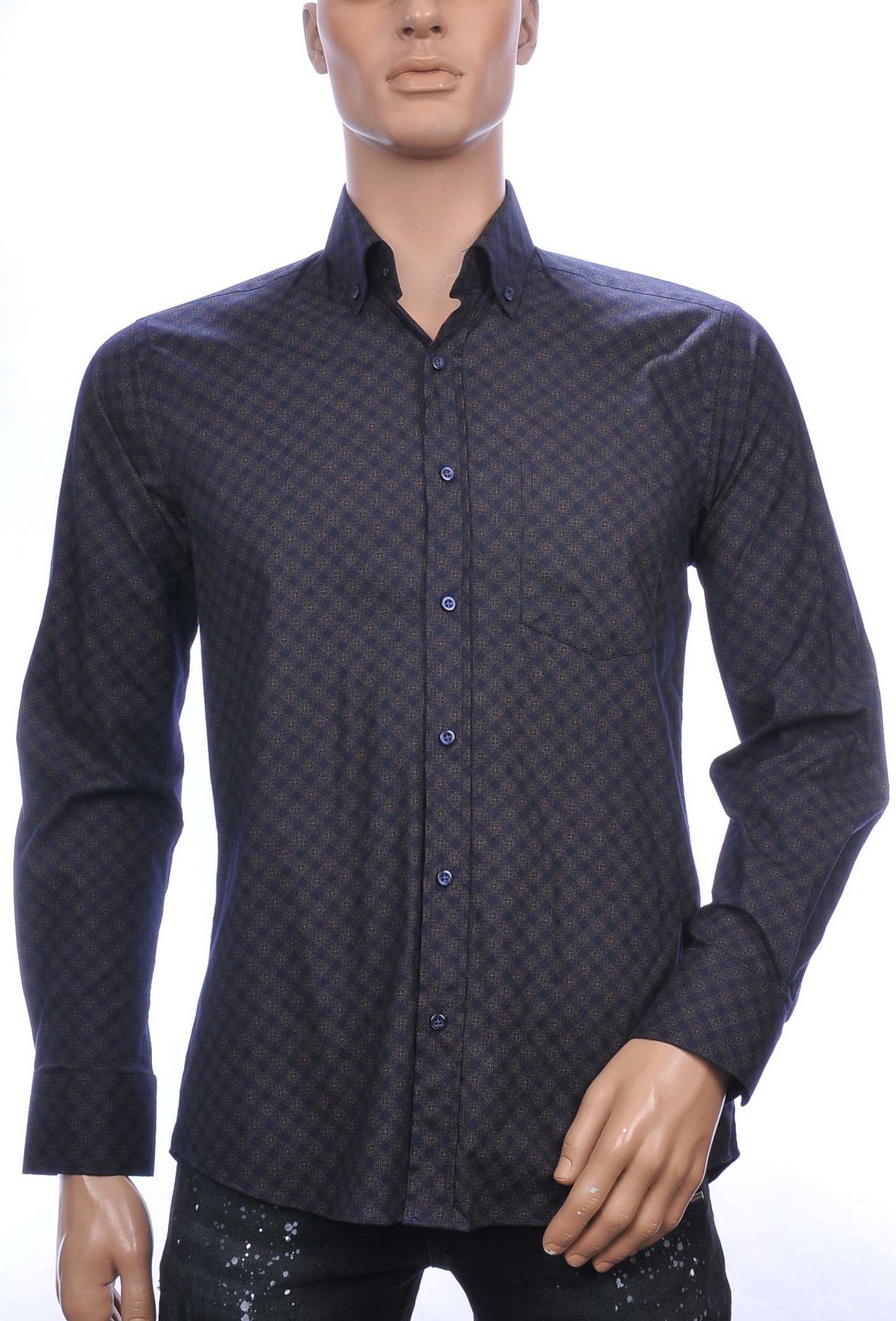 CORRINO OLYMP State of Art Blue Industry Wolff Blitz Moncler DIOR Philipp Plein PRADA Louis Vuitton GUCCI VERSACE KENZO Dsquared2 Levi's CHASIN G-STAR DOLCE & GABBANA DIESEL PME LEGEND WAM DENIM LACOSTE regular fit allover geruite dessin heren overhemd met borstzak Zwart