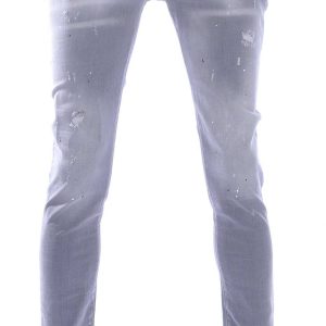 ICON2 Hippe Gescheurde Slim Fit Stretch Jeans voor Heren met Verfspatten – Donkergrijs | Trendy Slim Fit Jeans met Stretch, Casual en Chique