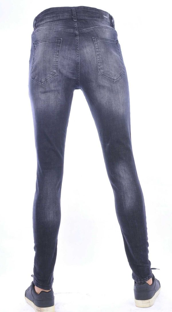 VALENCI hippie gescheurde slim fit stretch skinny heren jeans Zwart