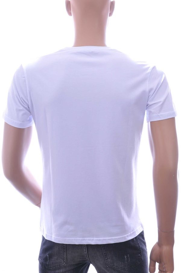 By Bugotti Trendy Ronde Hals Heren Skull T-Shirt met Steentjes – Wit | Zomer T-Shirt voor Mannen | Comfortabel en Stijlvol