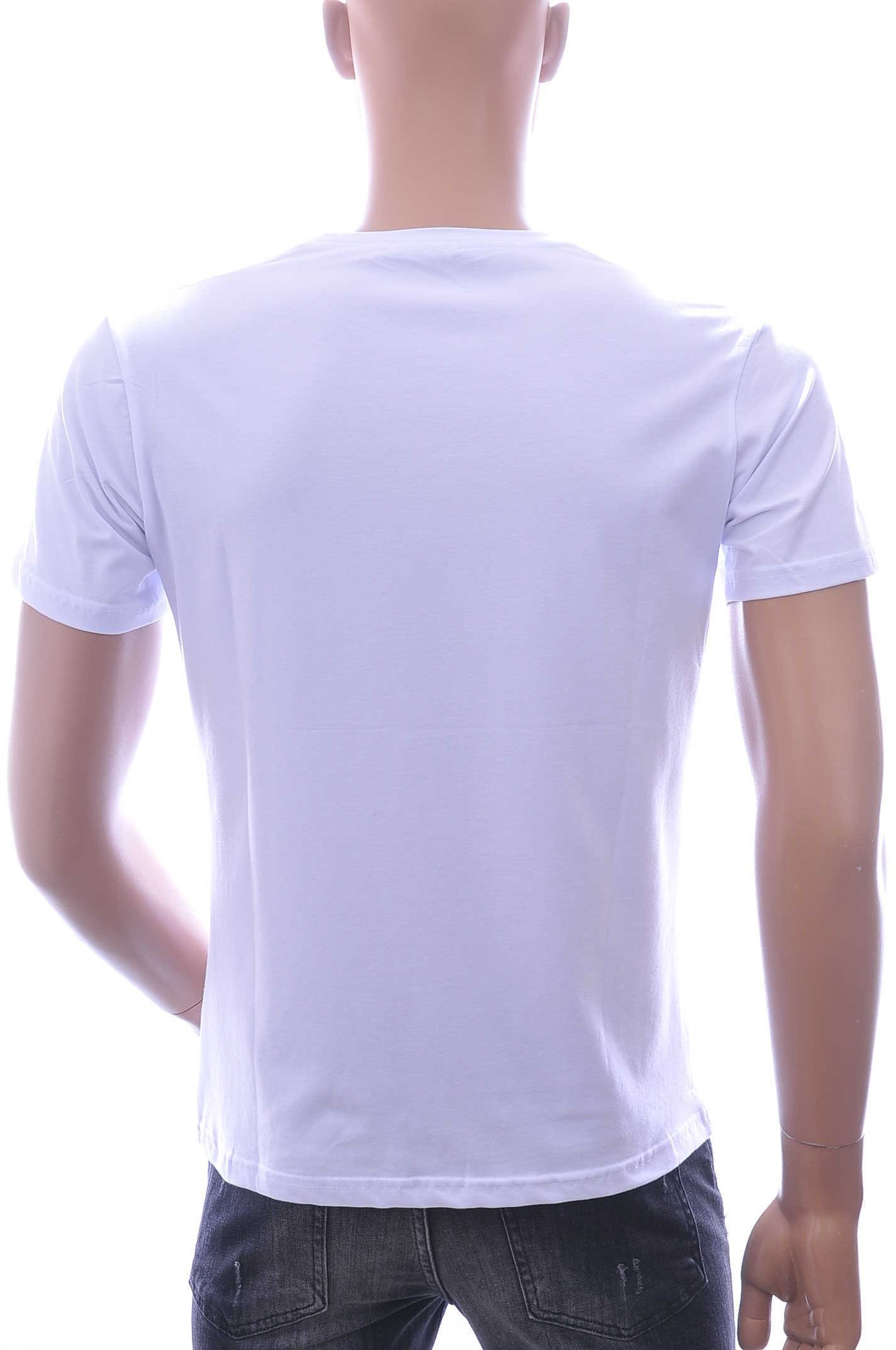By Bugotti Trendy Ronde Hals Heren Skull T-Shirt met Steentjes – Wit | Zomer T-Shirt voor Mannen | Comfortabel en Stijlvol