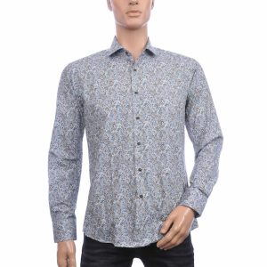 Corrino heren overhemd groen paisley slim fit katoen