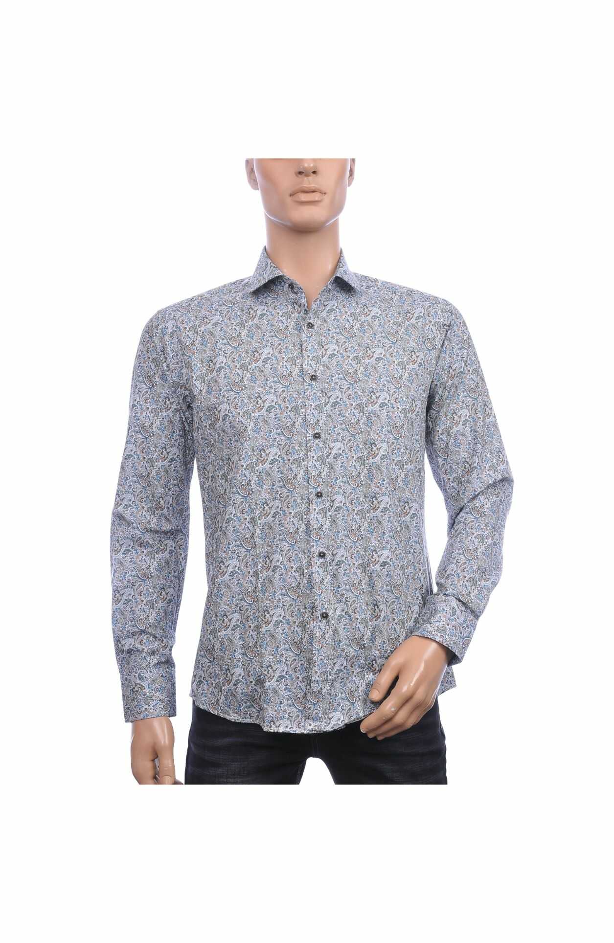 Corrino heren overhemd groen paisley slim fit katoen