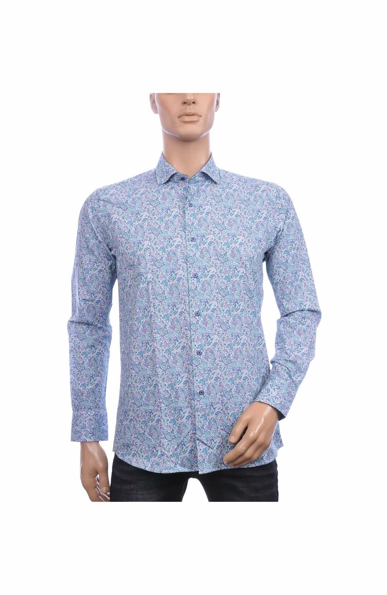 Corrino heren overhemd groen paisley slim fit katoen