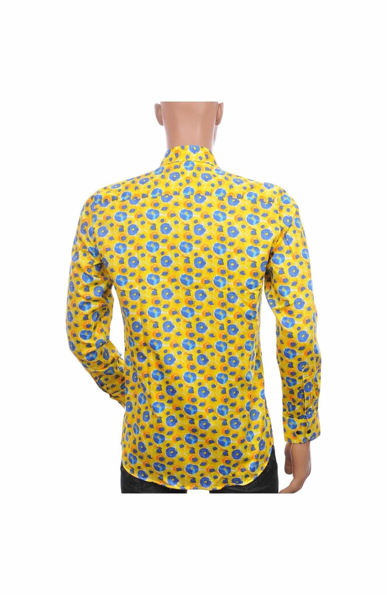 Corrino heren overhemd, slim fit bloemen overhemd heren, geel heren overhemd katoen, Italiaans heren overhemd, allover dessin overhemd, trendy heren overhemd, Corrino overhemd kopen, heren overhemd slim fit katoen, bloemen overhemd heren aanbieding, online overhemd bestellen