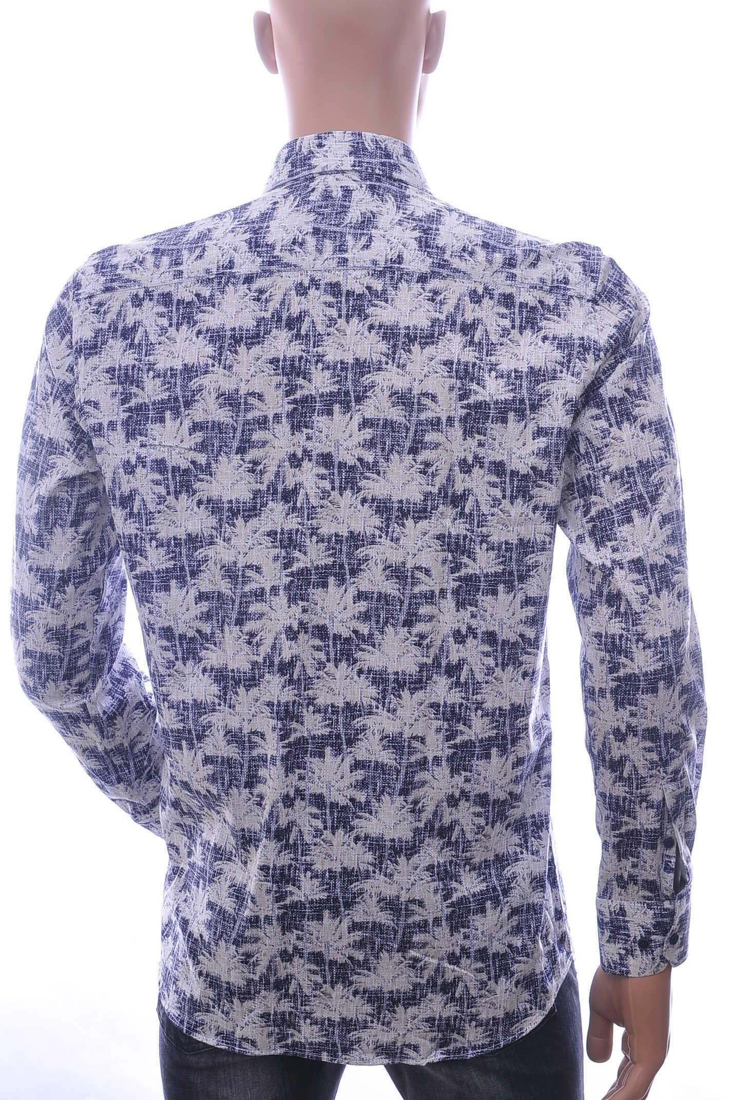 Corrino Trendy Modern Fit Heren Overhemd met Palmbomen Dessin – Wit