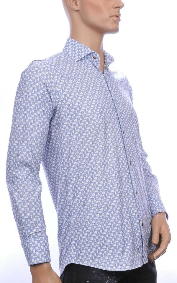 Corrino Trendy Slim Fit Heren Overhemd met Allover Blokjes Dessin - Wit