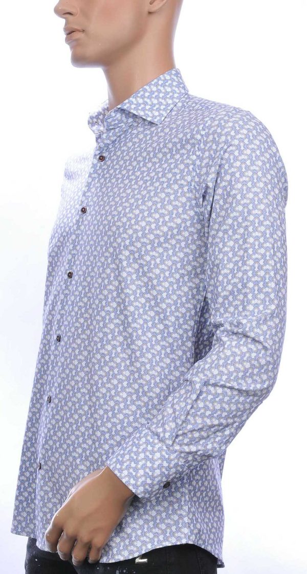 Corrino Trendy Slim Fit Heren Overhemd met Allover Blokjes Dessin - Wit