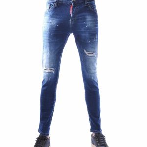 ICON2 jeans heren, Gescheurde jeans heren blauw, Slim fit stretch jeans heren, Skinny jeans heren streetwear, Heren jeans met scheuren, Blauwe slim fit spijkerbroek, ICON2 denim heren, Trendy heren jeans, Stretch spijkerbroek heren, Urban jeans heren, online goedkoop heren jeans bestellen, Heren jeans kopen in Nijmegen