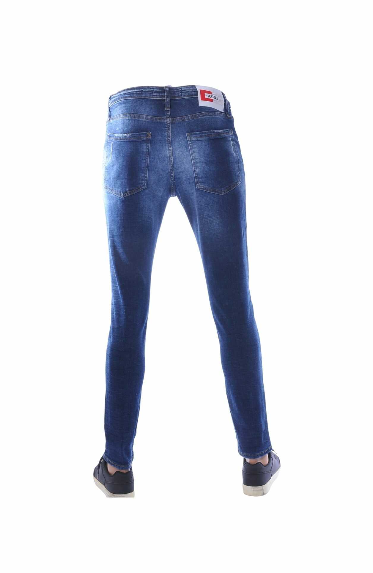 ICON2 jeans heren, Gescheurde jeans heren blauw, Slim fit stretch jeans heren, Skinny jeans heren streetwear, Heren jeans met scheuren, Blauwe slim fit spijkerbroek, ICON2 denim heren, Trendy heren jeans, Stretch spijkerbroek heren, Urban jeans heren, online goedkoop heren jeans bestellen, Heren jeans kopen in Nijmegen