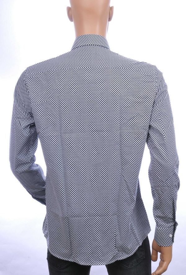 Corrino Italiaans getailleerd slim fit allover dessin heren overhemd Zwart