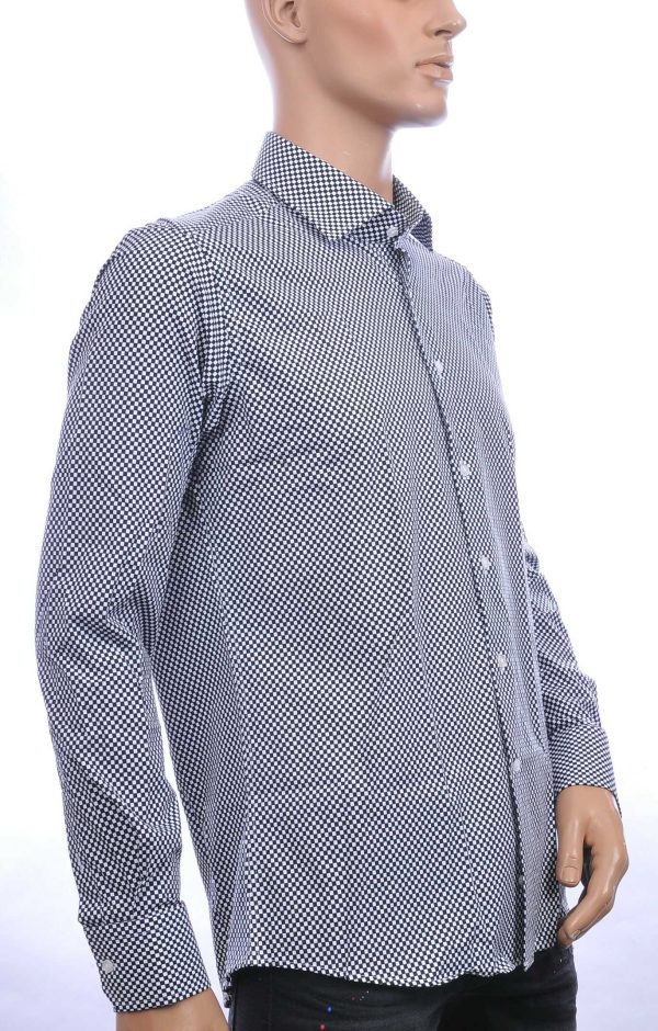 Corrino Italiaans getailleerd slim fit allover dessin heren overhemd Zwart