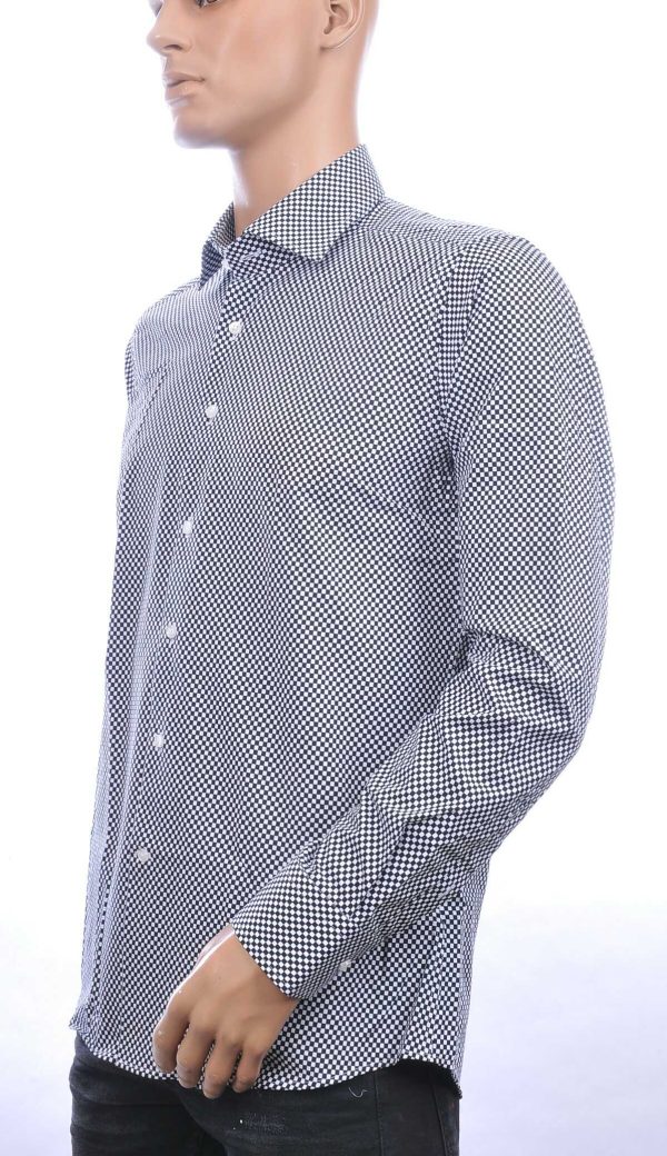 Corrino Italiaans getailleerd slim fit allover dessin heren overhemd Zwart