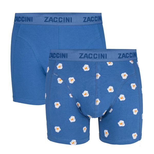 Zaccini 2-pack boxershorts perfect fit allover gebakt eieren print Blauw